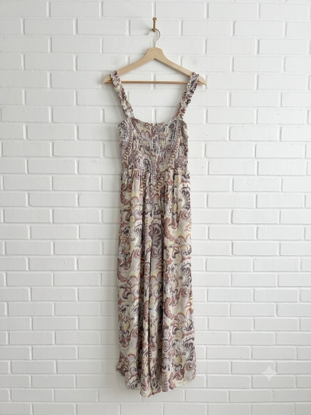 Wilfred Aritzia Chianti Smocked Wide Leg Jumpsuit Vintage Paisley